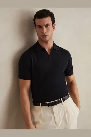 Reiss Duchie Merino Wool Open Collar Polo Shirt