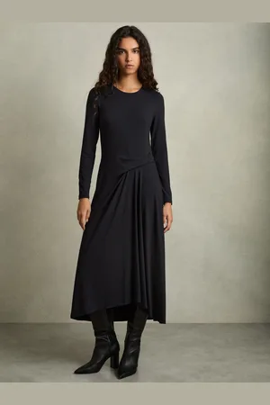 Reiss Ivy Jersey Draped Midi Dress
