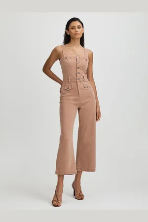 Paige Cropped Denim Wide Leg Jumpsuit