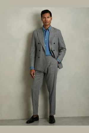 Reiss Cut Puppytooth-Check Tailored Trousers