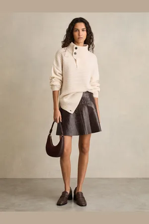 Reiss Charlie Leather Flared Mini Skirt