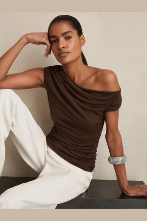 Reiss Serena Modal-Blend Ruched Off-Shoulder Top