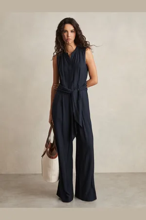 Reiss Raven Wide-Leg Belted Jumpsuit