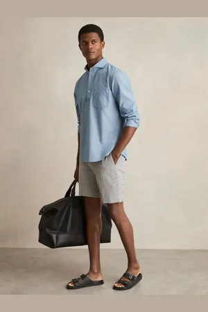 Reiss Sail Stretch-Cotton Seersucker Striped Shorts