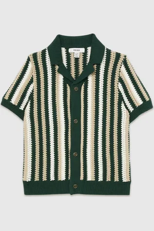 Reiss Carrington 13-14 yrs Cotton Crochet Stripe Cuban Shirt