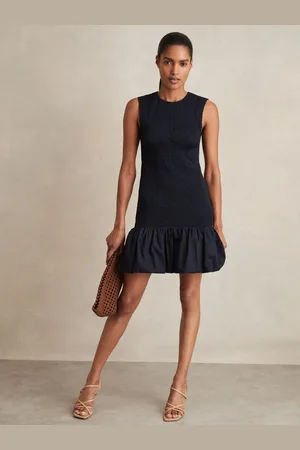 Reiss Belinda Cotton Shirred Bubble-Hem Mini Dress
