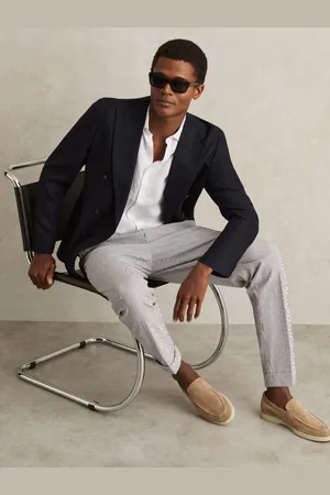 Reiss Sail Stretch Seersucker Stripe Trousers
