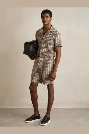 Reiss Teti Zig-Zag Knit Drawstring Shorts
