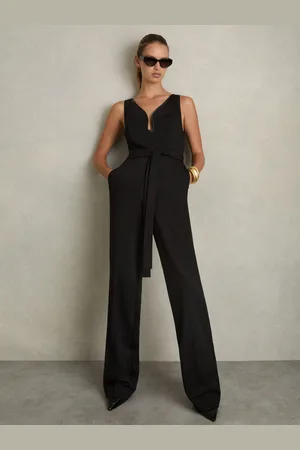 Reiss Eva Wide-Leg Sleeveless Jumpsuit With Curved Neckline