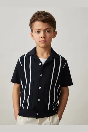 Reiss Chaplin 9-13 yrs Stripe Cuban Collar Shirt