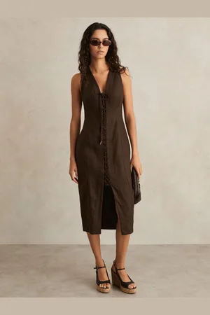 Reiss Amelia Lattice-Front Midi Dress