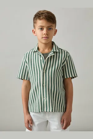 Reiss Trig 9-13 yrs Textured Stripe Cuban-Collar Shirt
