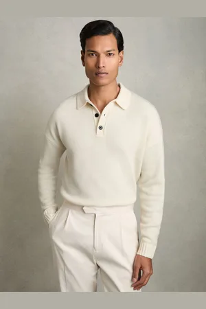 Reiss Jacob Wool Blend Long Sleeve Polo Shirt