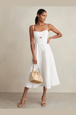 Reiss Annie Denim Fit and Flare Midi Dress