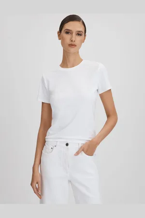GOOD AMERICAN Cropped Cotton Crew Neck T-Shirt