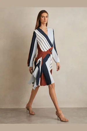 Reiss Eloise Stripe-Print Wrap Dress