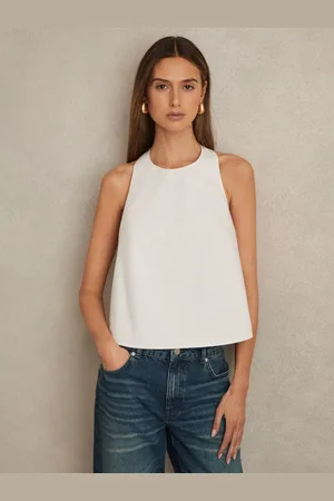 Reiss Nadia Cotton Belt-Halterneck Top