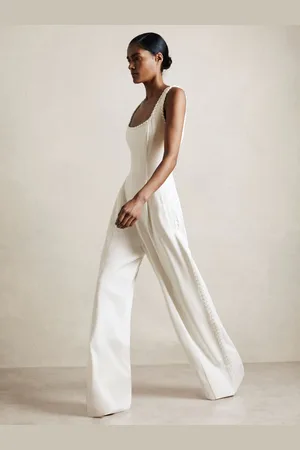 Reiss Max Atelier Whipstitch Wide Leg Jumpsuit
