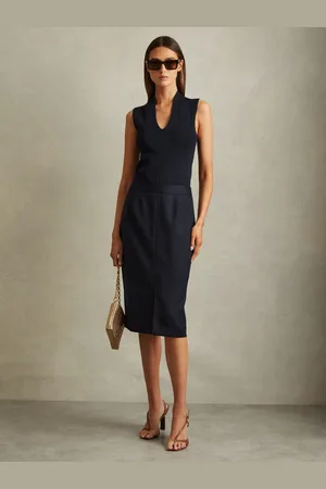 Reiss Hallie Textured Pencil Midi Suit Skirt