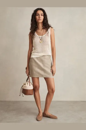 Reiss Nikita Linen Whipstitch Mini Skirt