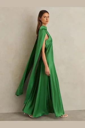 Reiss Fae Petite Satin Cape Maxi Dress