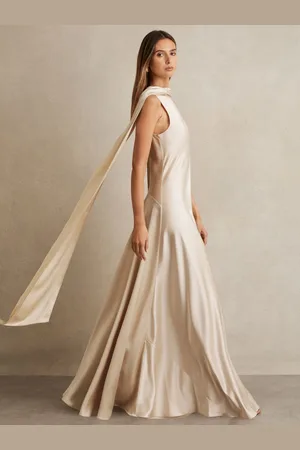 Reiss Fae Satin Cape Maxi Dress