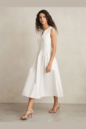 Reiss Liza 100% Cotton Corset Midi Dress