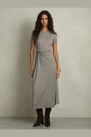 Reiss Hadley Jersey Twist-Detail Midi Dress
