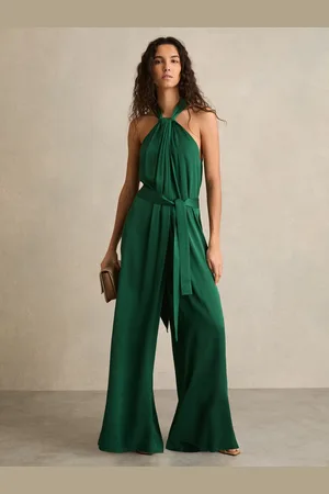 Reiss Rosin Satin Wide-Leg Draped Jumpsuit
