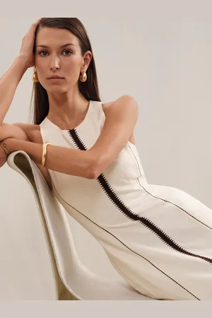Reiss Inaya Craft-Stitch Sleeveless Midi Dress