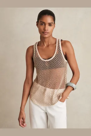 Reiss Lila Mesh Knit Beaded Vest