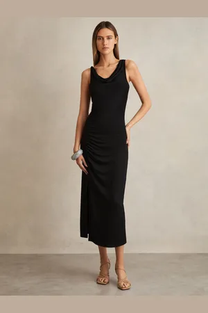 Paige Reiss Cowl-Neck Ruched Jersey Midi Dress
