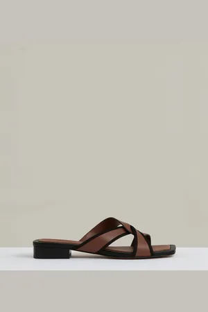 Reiss Clara Leather Link-Strap Slip-On Sandals