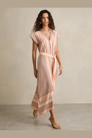 Reiss Gina Scarf Print Belted Midi Dress