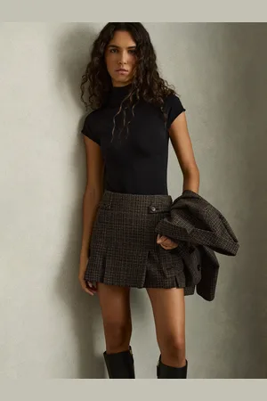 Reiss Elle Tweed Pleated Mini Skirt