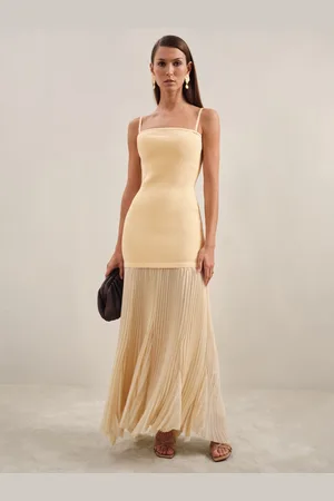 Reiss Milana Pleated Skirt Ribbed Midi Dress