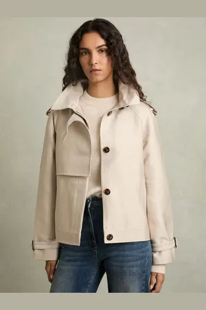 Reiss Mila Short Trench Coat With Cotton