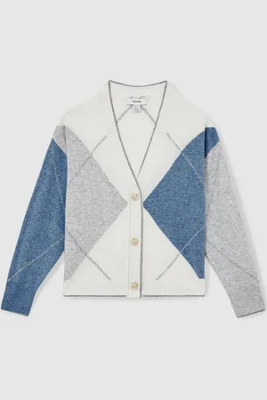 Reiss Stanton 13-14 yrs Argyle Cardigan With Wool And Cashmere