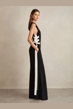 Reiss Emma Lace-Up Side Wide-Leg Jumpsuit