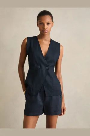 Reiss Whitney Linen Button-Front Waistcoat