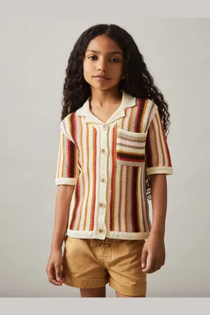Reiss Candy Cotton Striped Crochet Shirt
