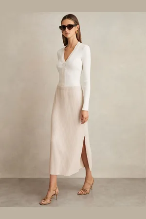 Reiss Pippa Pleated Jersey Midi Skirt