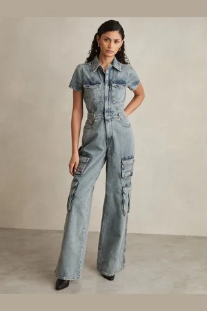 GOOD AMERICAN Denim Cargo Jumpsuit