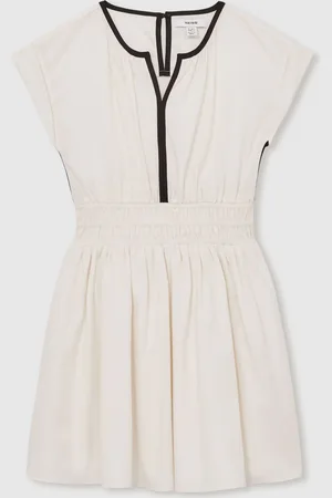 Reiss Lena 13-14 yrs Cotton Cap-Sleeve Ruched Dress