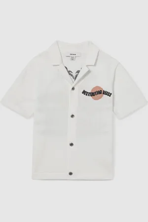 Reiss Mykos Cotton Destination Embroidery Knit Shirt