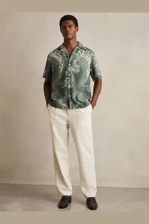Reiss Marble Print Cuban-Collar Shirt