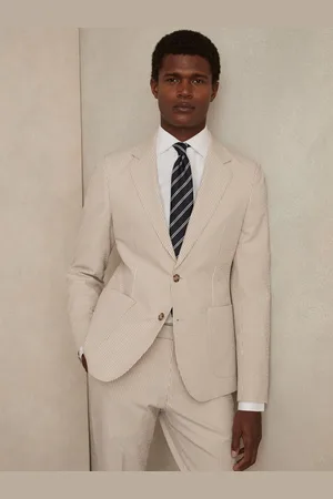 Reiss Bay Seersucker Single-Breasted Suit Blazer Slim-Fit