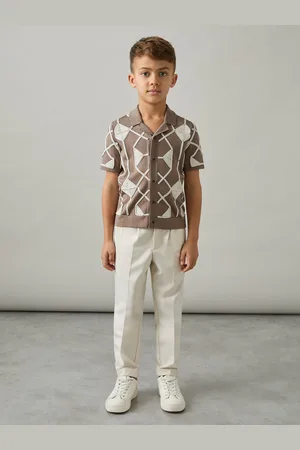 Reiss Terrazzo Geometric Embroidery Knit Shirt