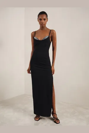 GOOD AMERICAN Crystal Trim Maxi Dress