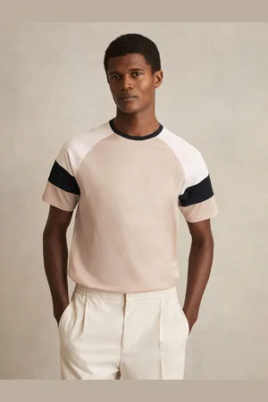 Reiss Adan Mercerised-Cotton Colourblock T-Shirt